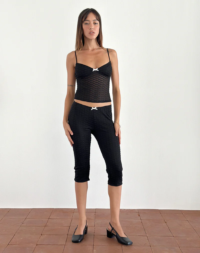 Asih Capri Trousers in Black Heart Lace - Awmao