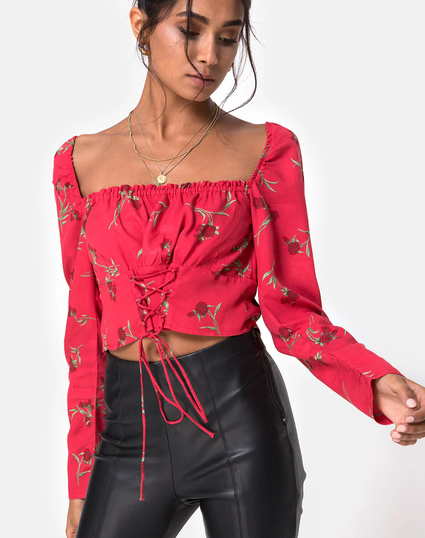 Valena Top in Rouge Rose Pink - Awmao