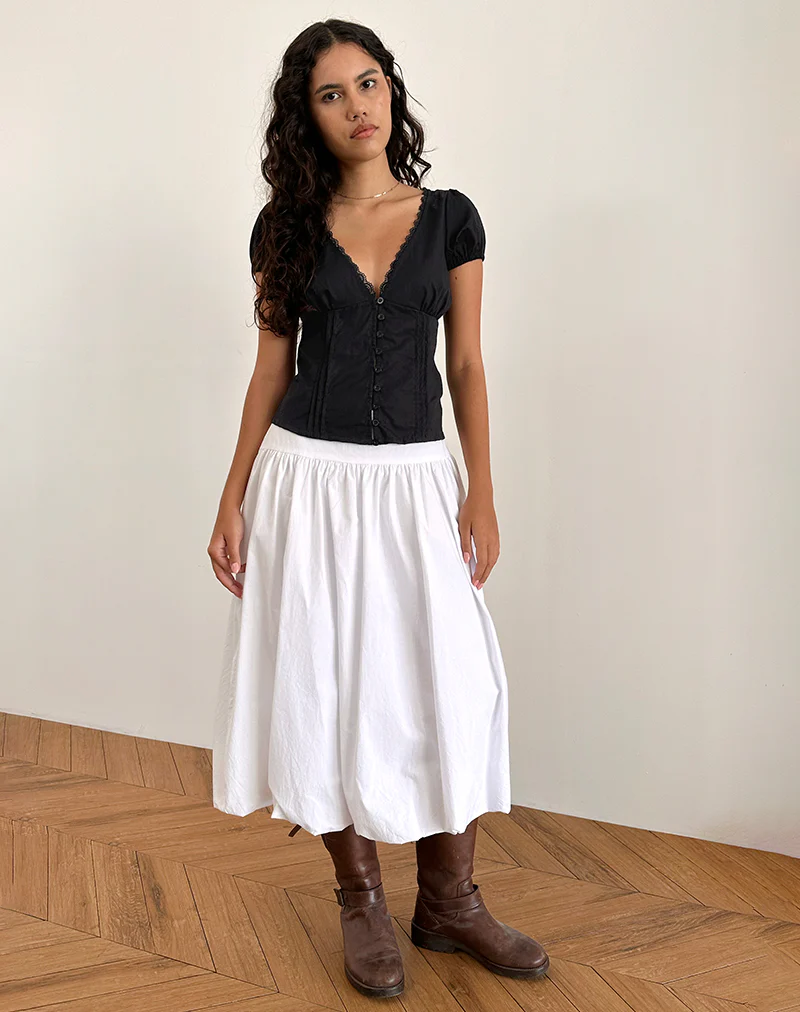Ilias Corset Top in Poplin Black - Awmao