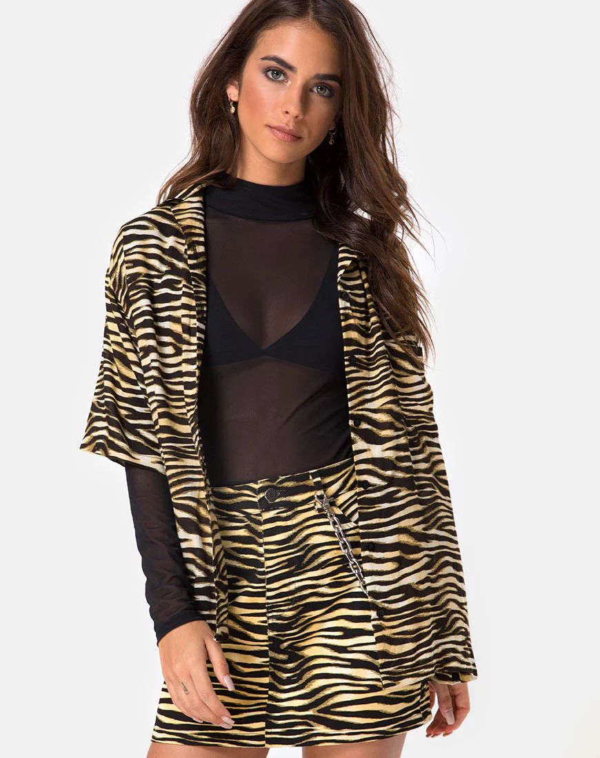 Hawaiian Shirt in Zip's Zebra Brown - Awmao