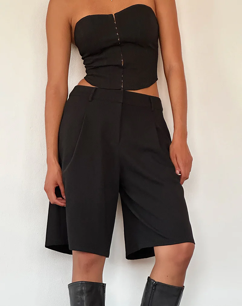 Ayna Longline Shorts in Tailoring Black - Awmao