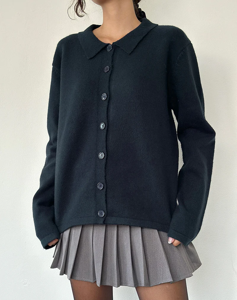 Madera Cardigan in Dark Navy - Awmao