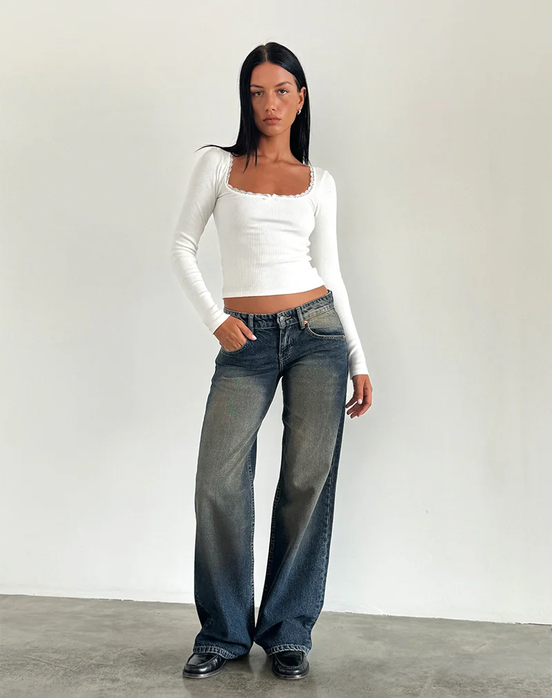 Low Rise Parallel Jeans in Amber Wash - Awmao