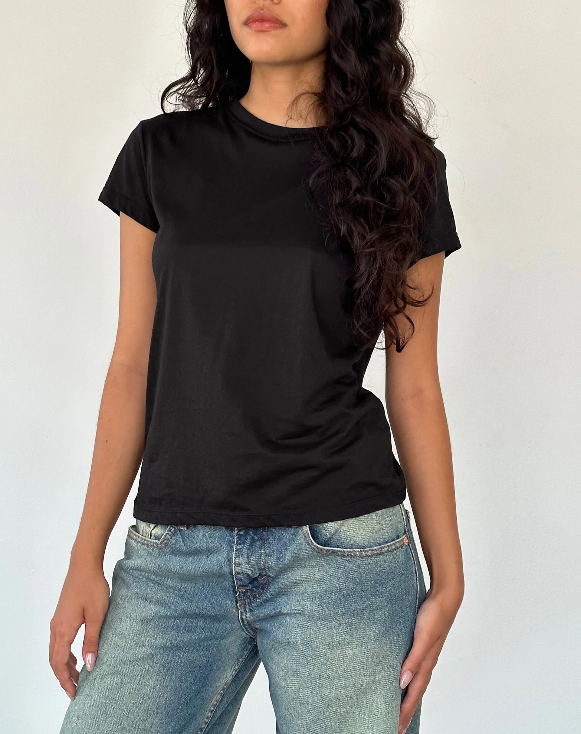 Clio Baggy Tee in Black Tissue Jersey - Awmao