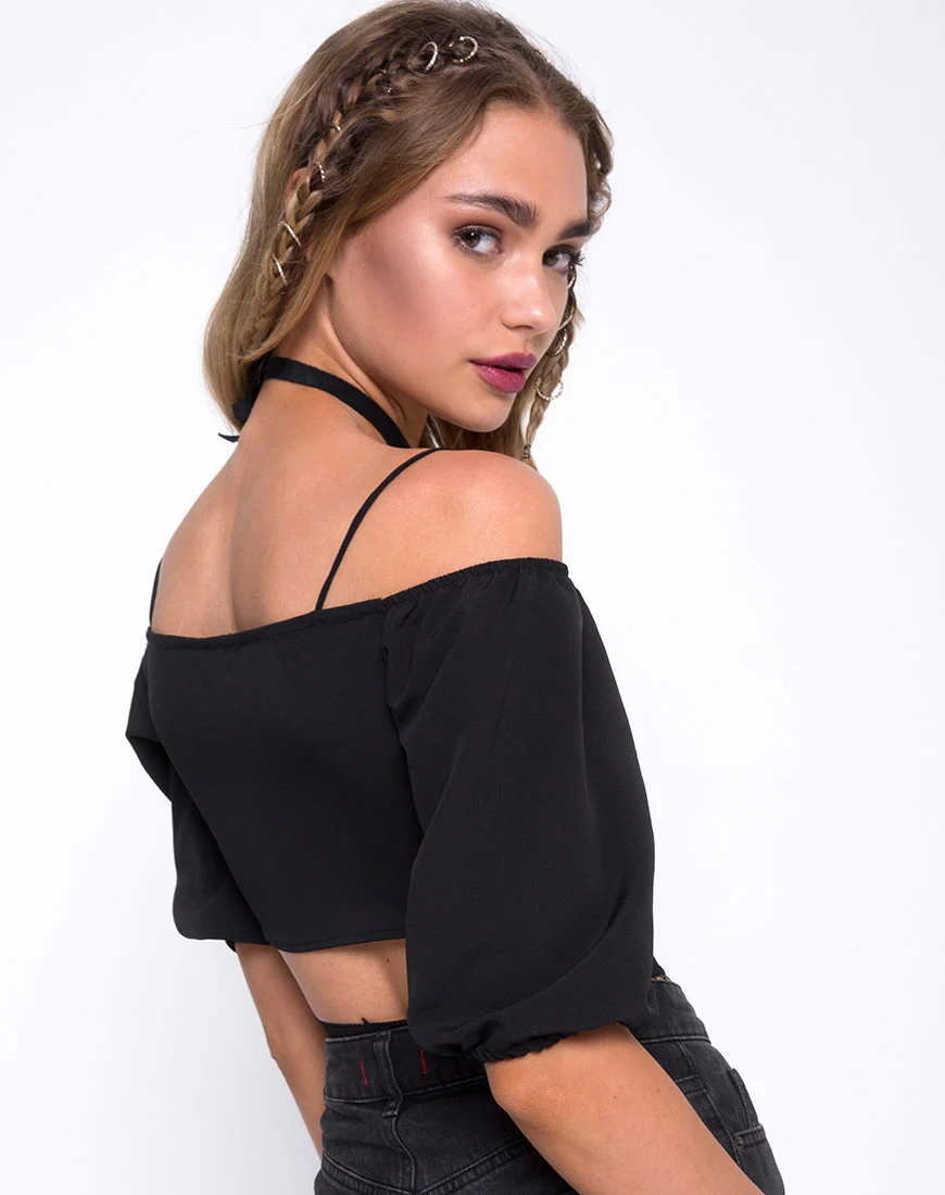 Kavon Crop Top in Black - Awmao