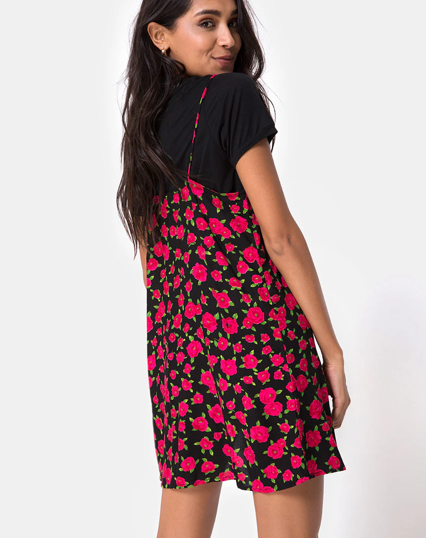 Sanna Slip Dress in Red Bloom - Awmao