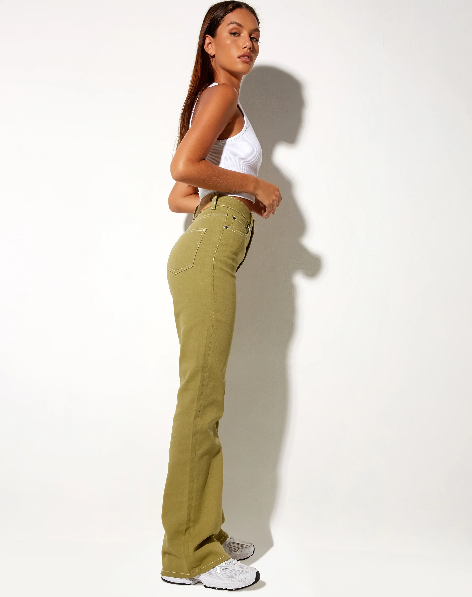 Bootleg Jeans in Green Moss - Awmao