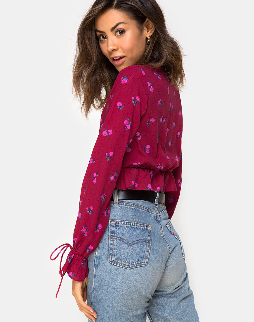 Sibel Top in Magenta Rose Pink - Awmao