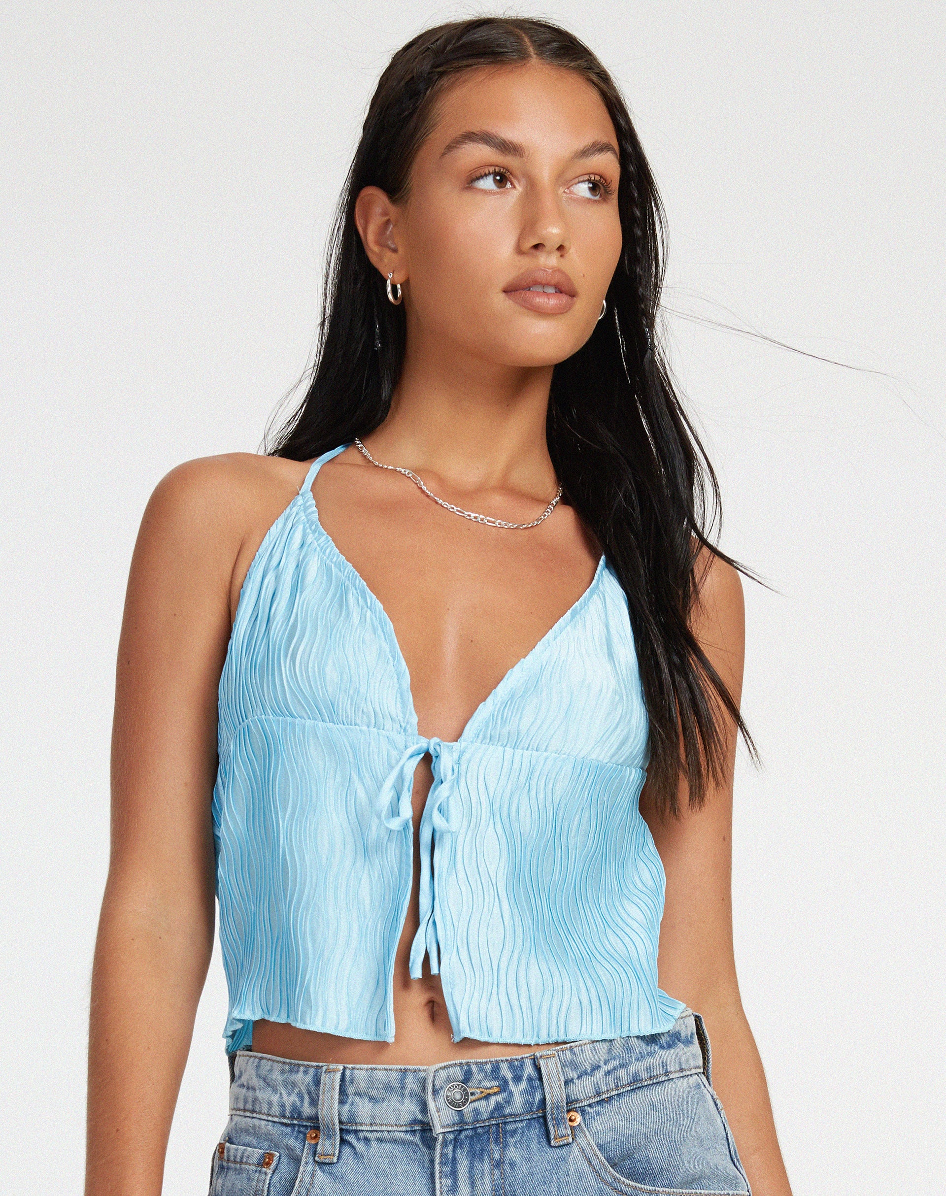 Dama Crop Top in Blue - Awmao