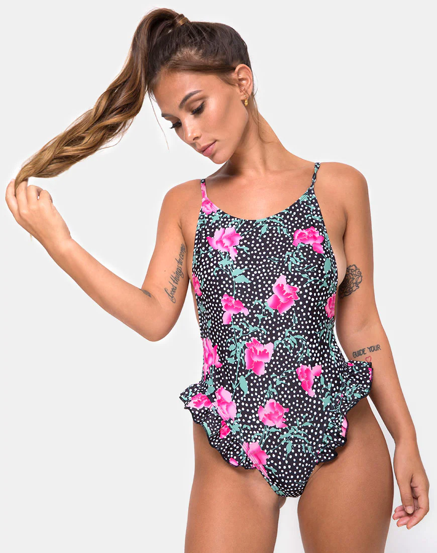 Vashti Swimsuit in Paradise Polka - Awmao