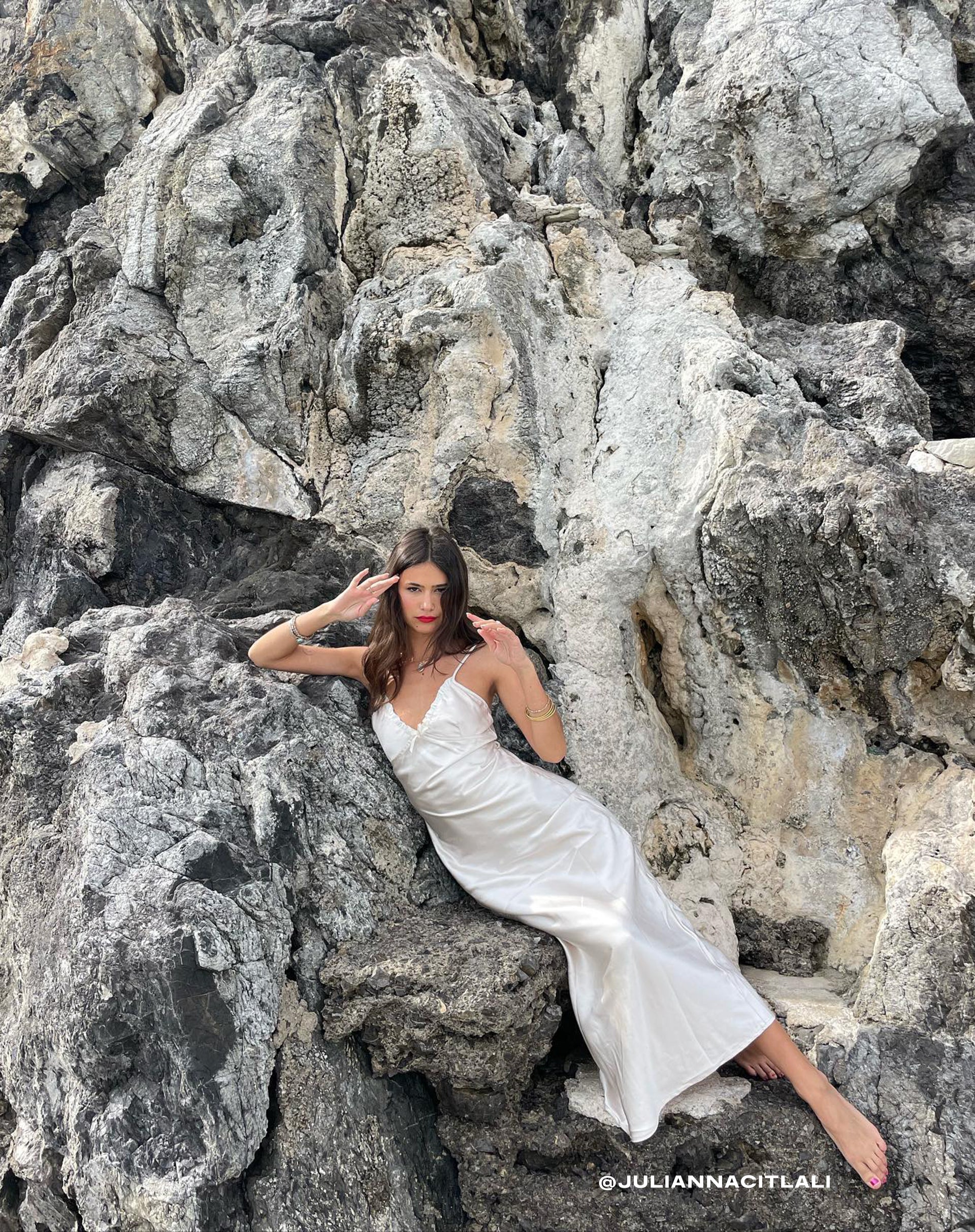 Padil Midi Dress in Satin Pearled Ivory - Awmao