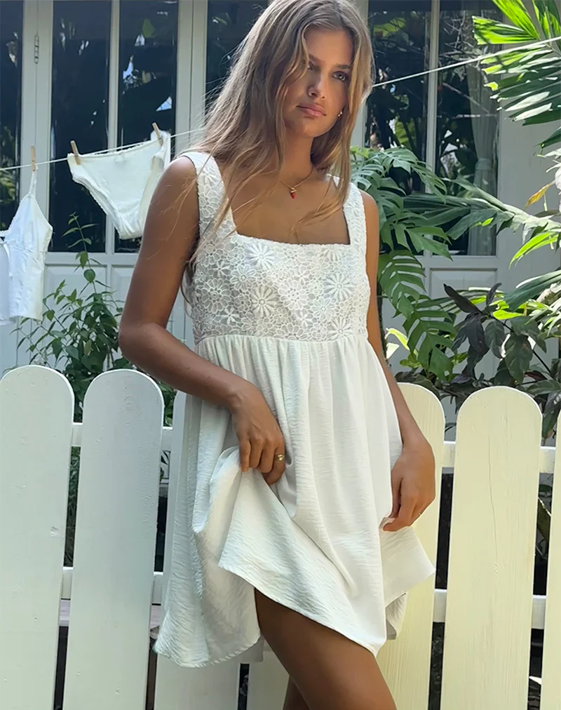 Liselotte Mini Dress in Ivory - Awmao