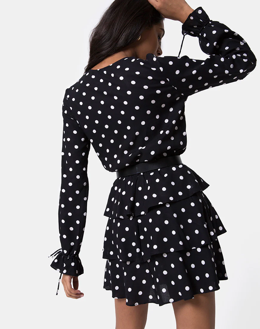 Kepsibelle Dress in Medium Polka Black and White - Awmao