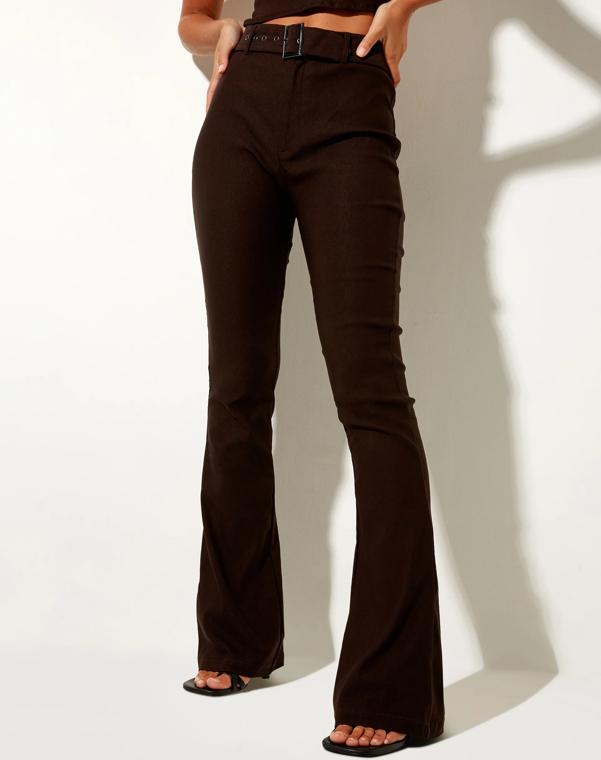 Zaltana Flare Trouser in Tailoring Brown - Awmao