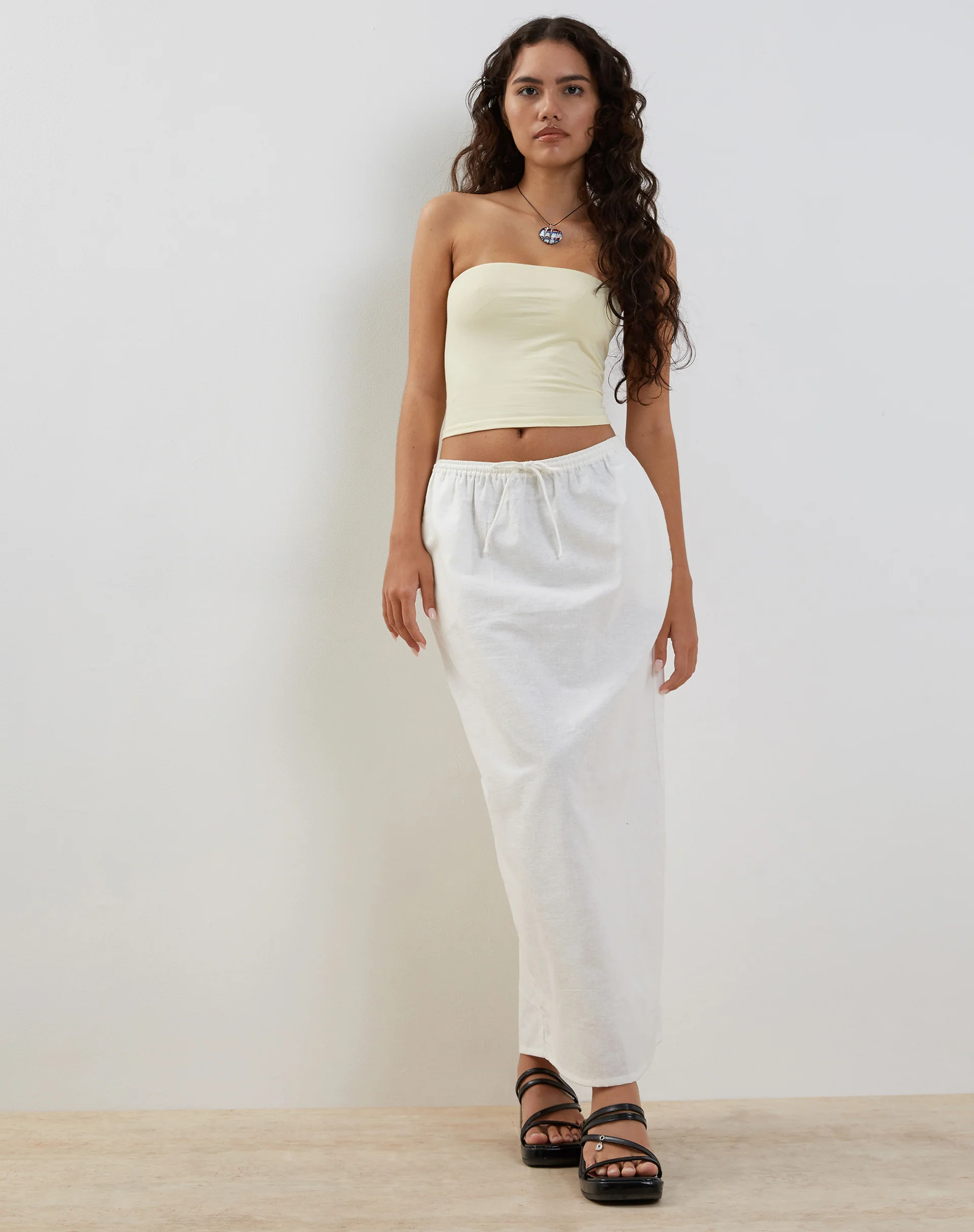 Joelene Maxi Skirt in White - Awmao