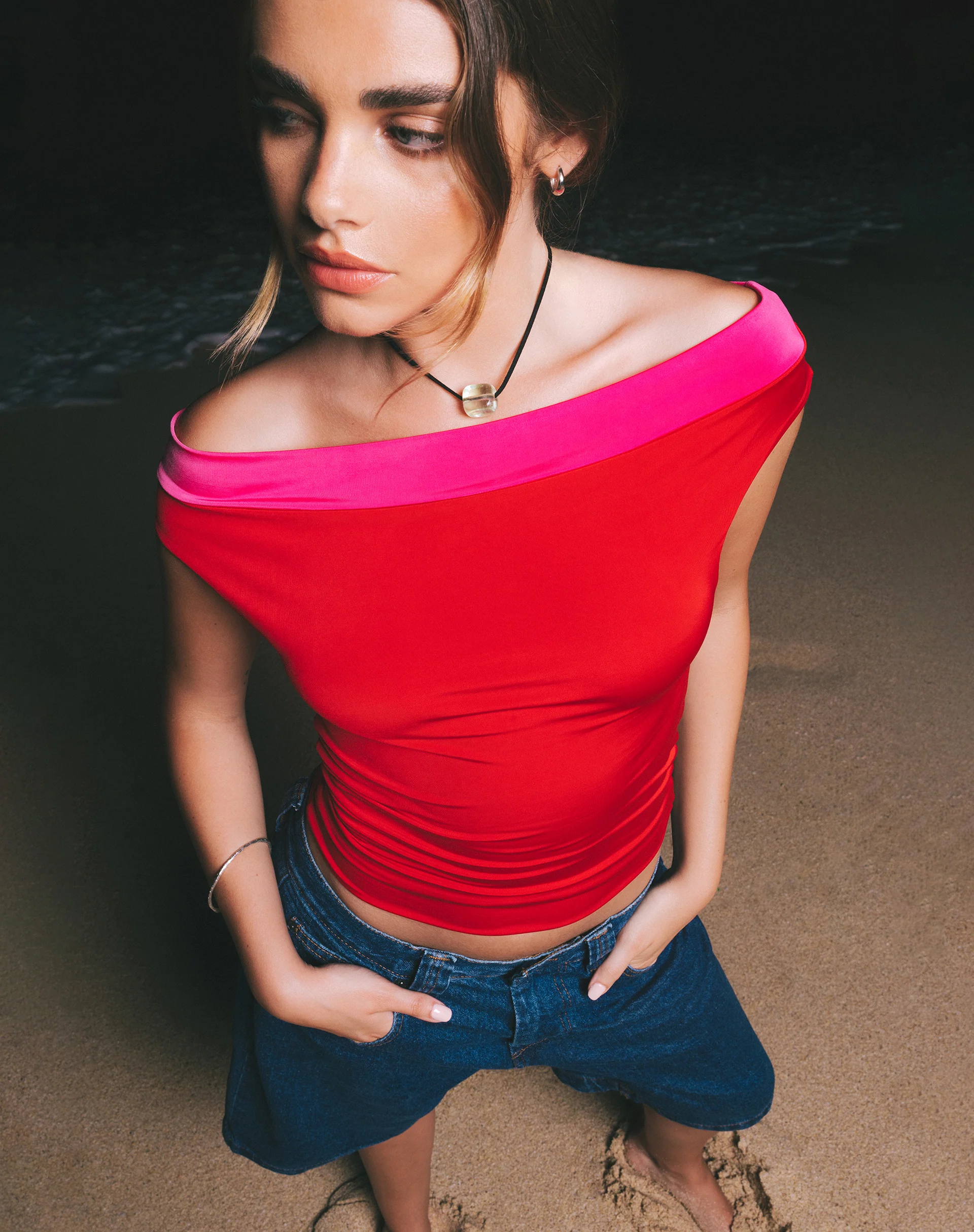 Halle Bardot Top in Red Pink - Awmao