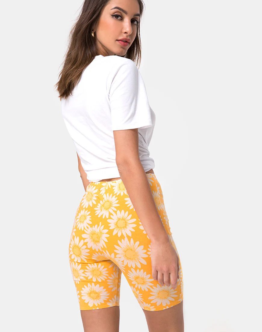Cycle Short in Sunkissed Floral Yellow - Awmao