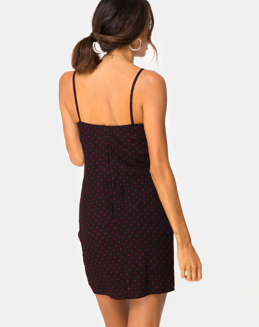Panthus Dress in Cuban Dot Red - Awmao