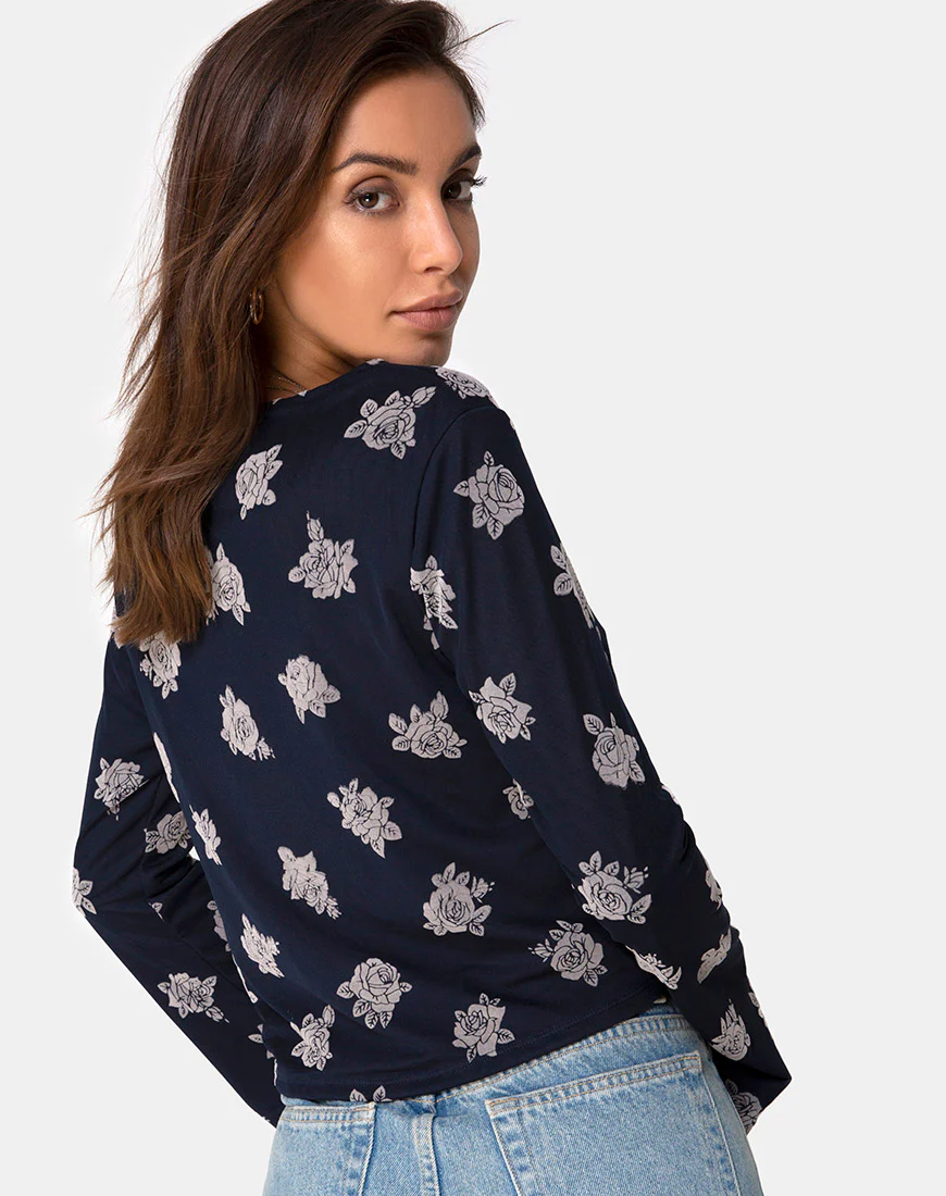 Pique Top in Rose Flock Black Mesh - Awmao