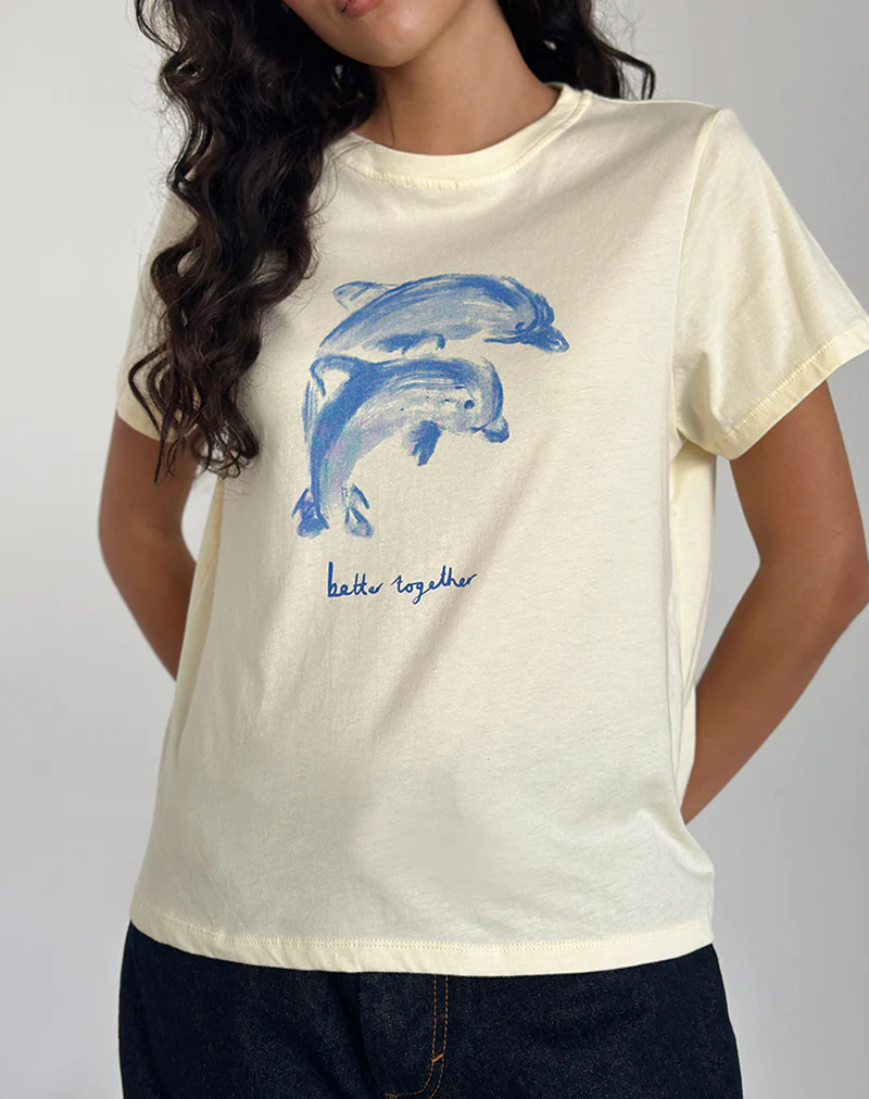 Saki Tee in Buttermilk with Better Together Slogan - Awmao