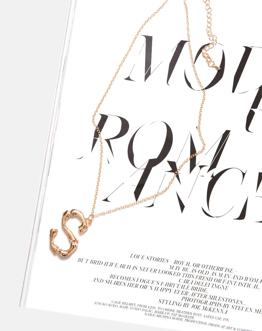 Necklace in Gold Letter S - Awmao