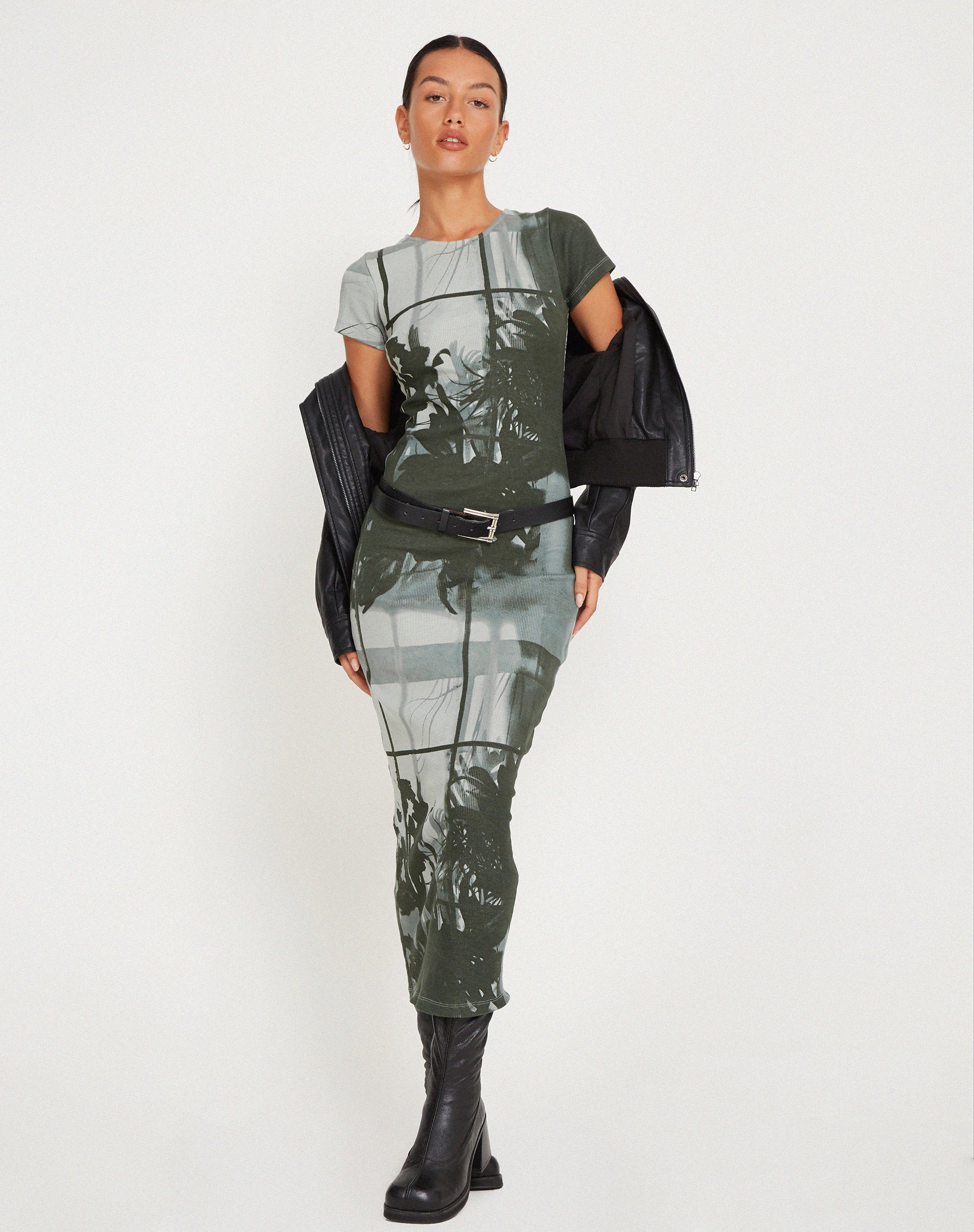 Rosika Midi Dress in Country Window Green - Awmao