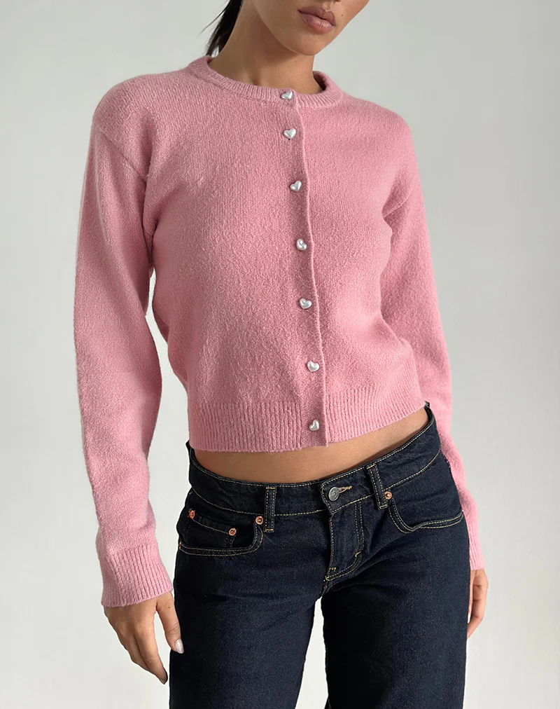 Aura Cardigan in Dusty Pink - Awmao