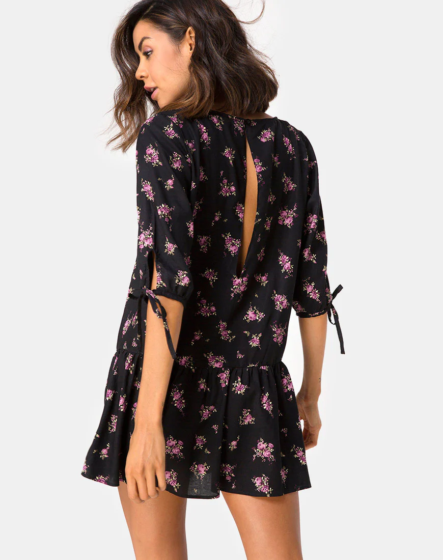 Khamea Dress in Sohey Rose Black - Awmao
