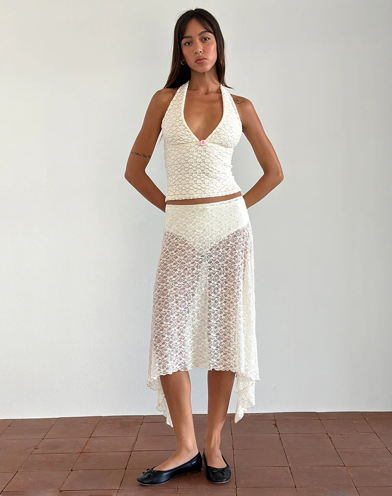 Aksa Top in Canina Lace Ivory - Awmao