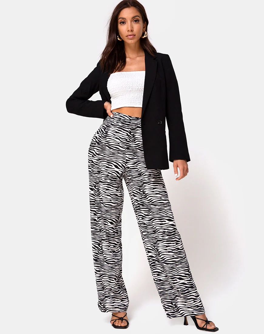 Aely Wide Leg Palazo in Classic Zebra - Awmao