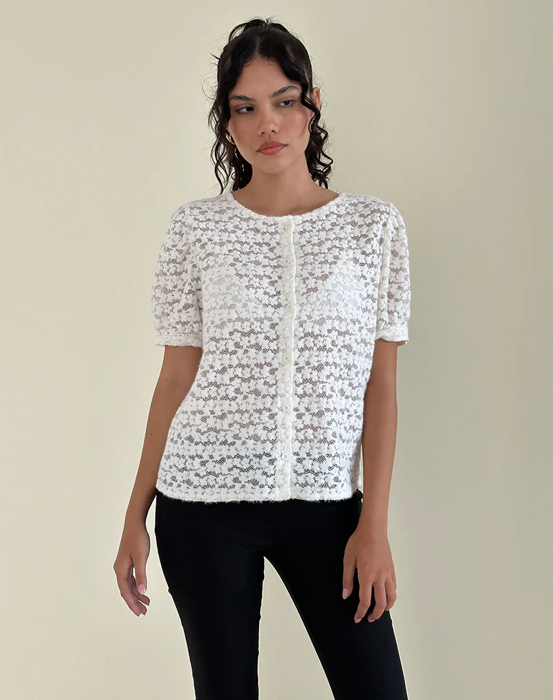 Kaelyn Top in Dahlia Lace Ivory - Awmao