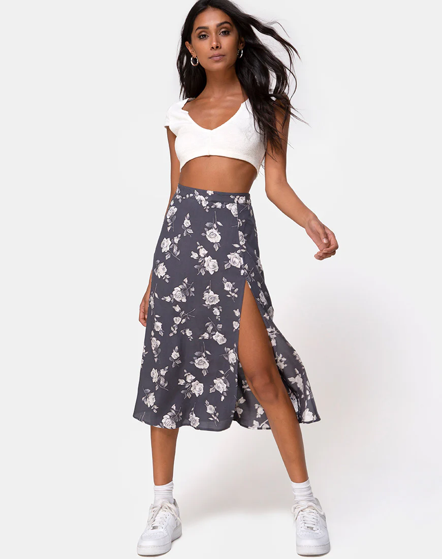 Saika Skirt in White Rose Grey - Awmao