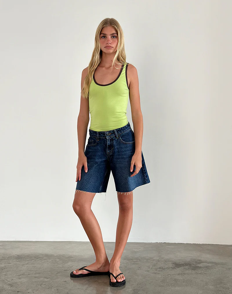 Jastiya Top in Green Banana with Deep Mahogany Binding - Awmao