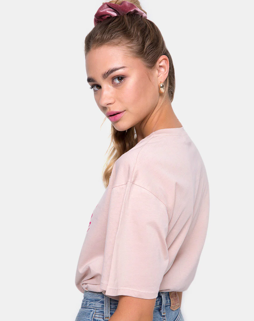 Oversize Basic Tee in Love Makes Me Sick Blush - Awmao