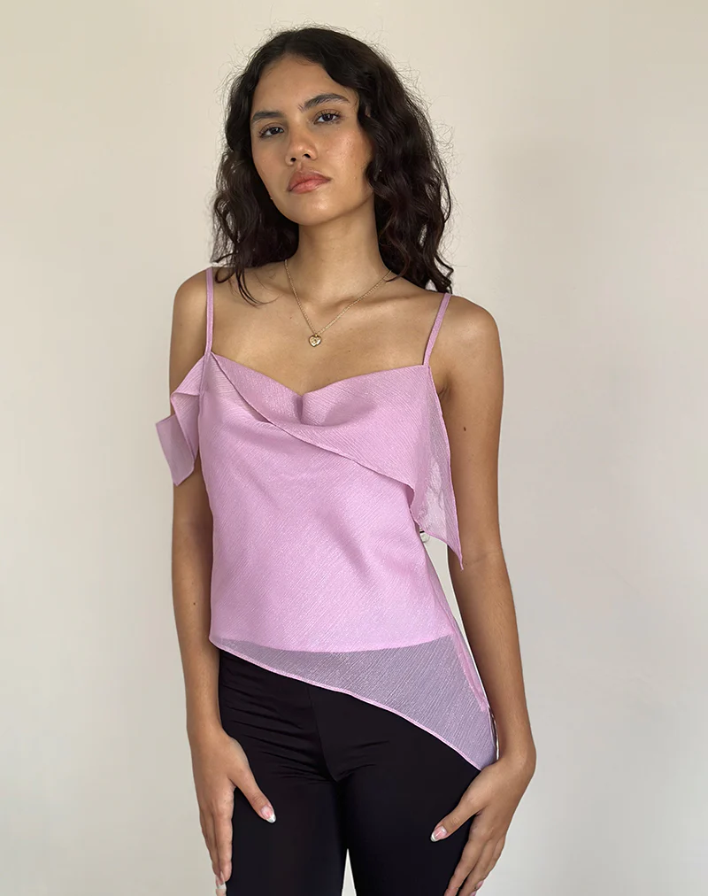 Davila Chiffon Top in Pink Shimmer - Awmao