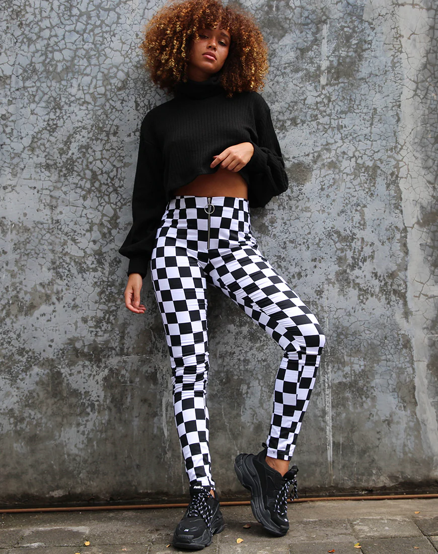 Jolim Trouser in Checker Board Medium B/W - Awmao