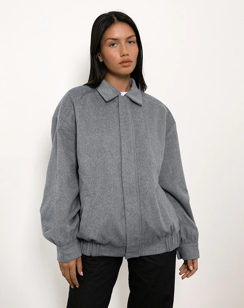Karinta Jacket in Grey Marl Wool - Awmao