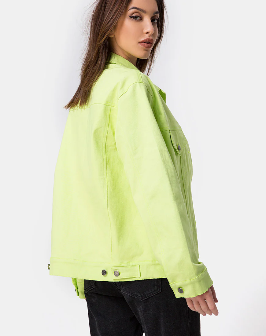 Oversize Denim Jacket in Lime - Awmao
