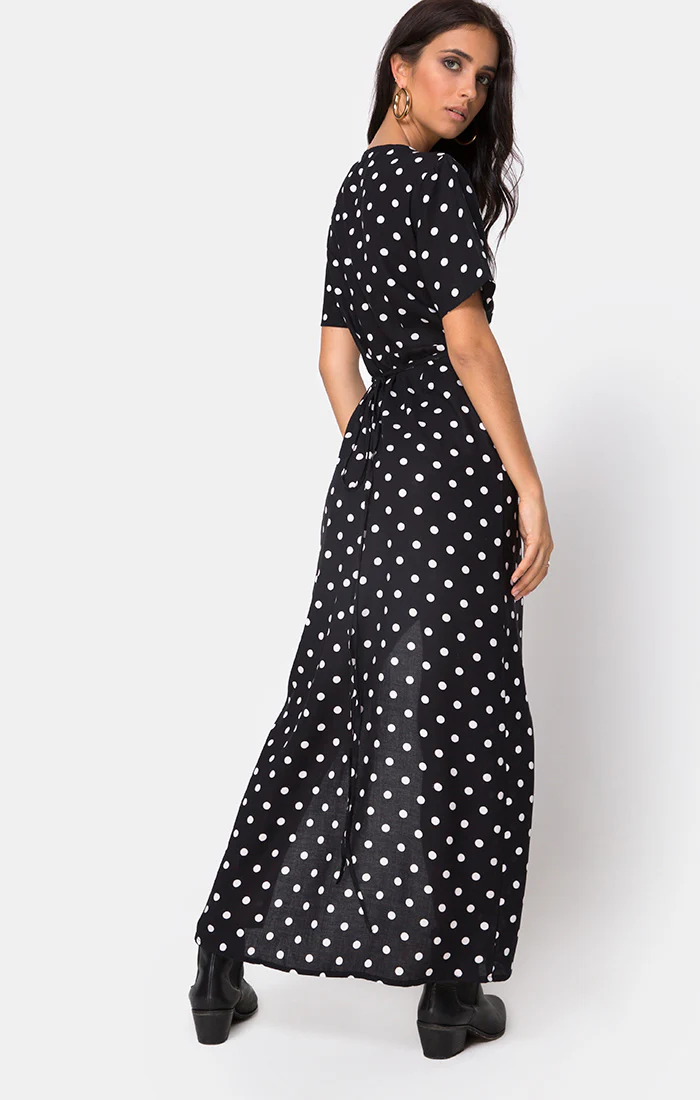 Riva Dress in Medium Polka B/W - Awmao