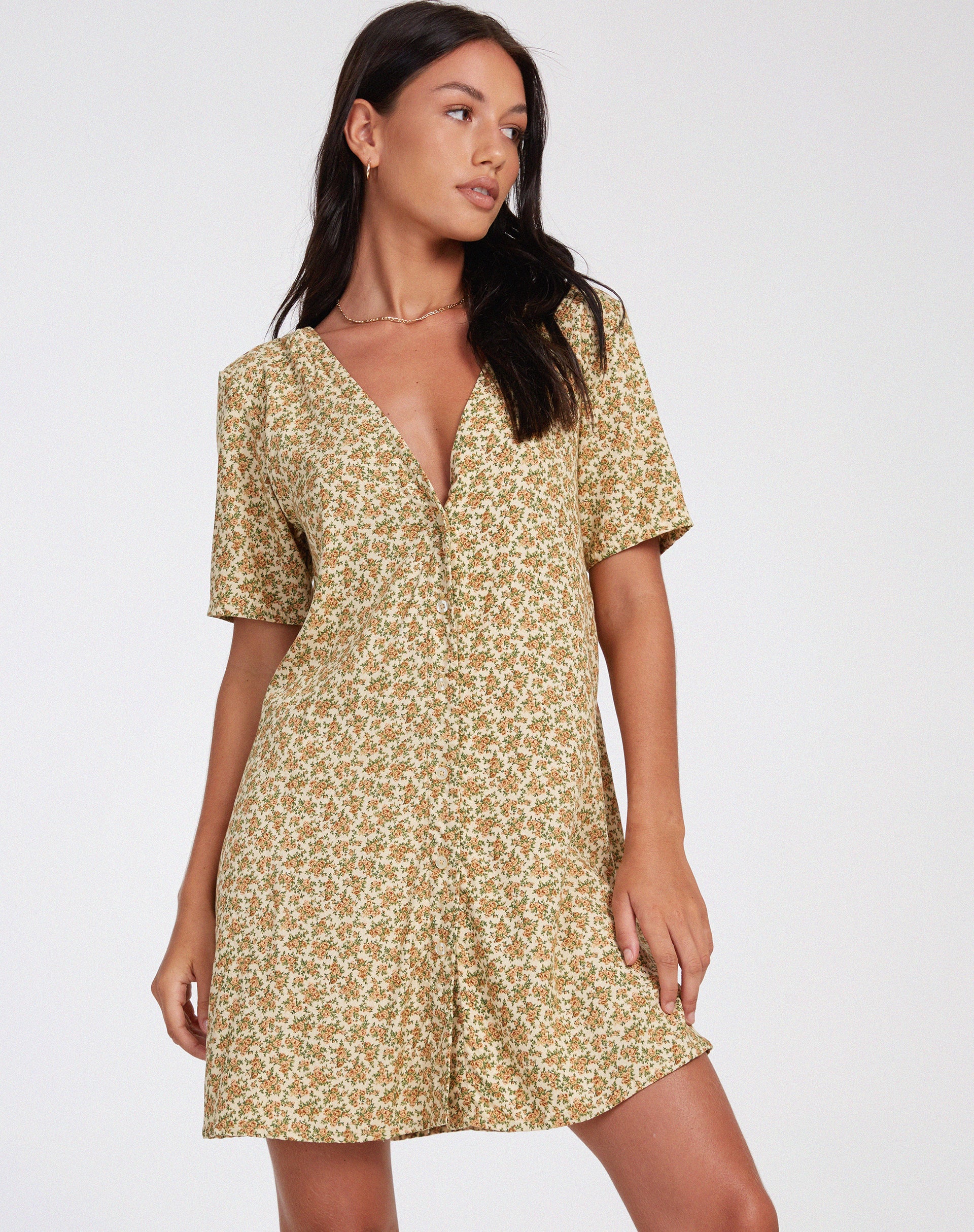 Crosena Mini Dress in Washed Ditsy - Awmao