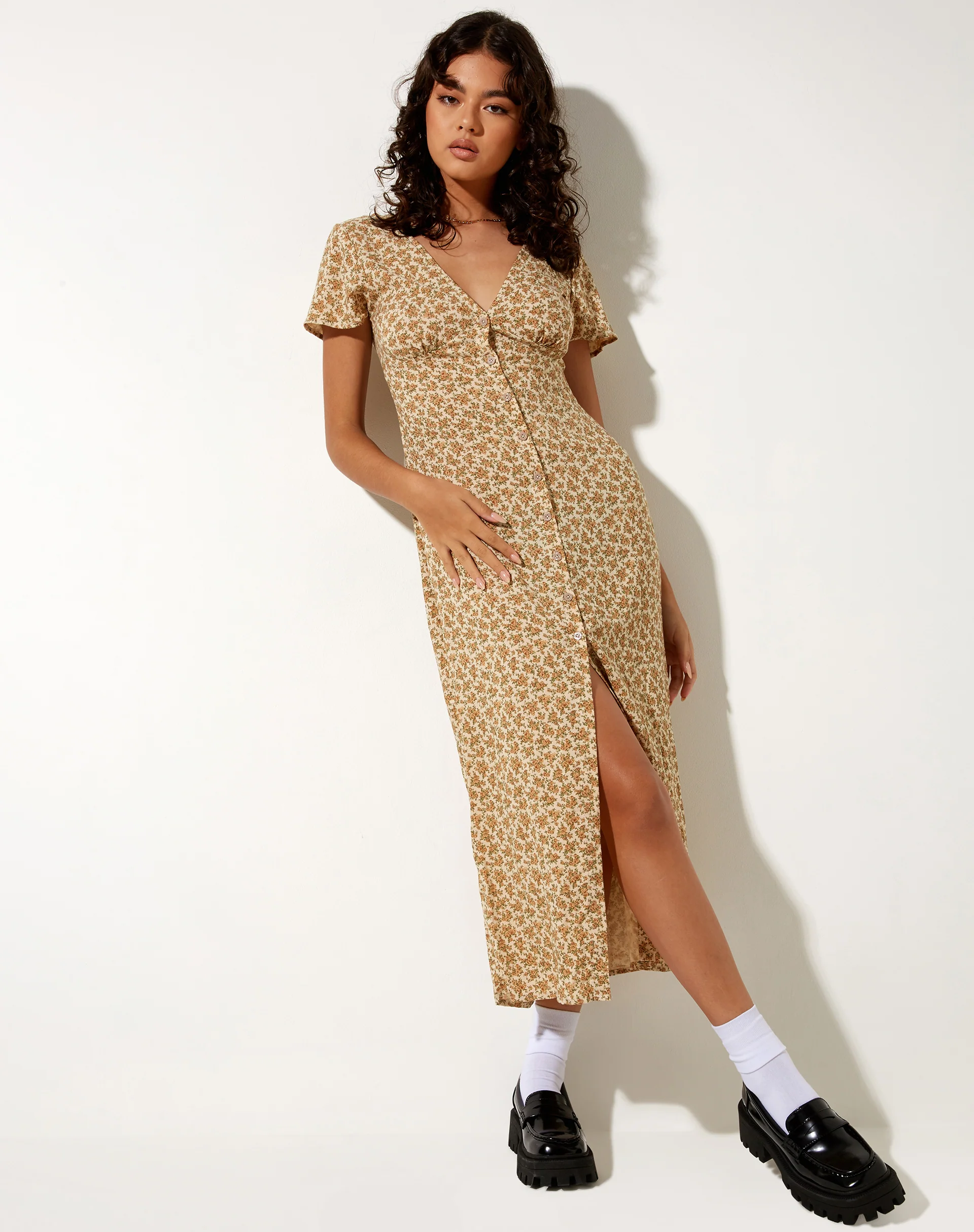 Larin Midi Dress in Washed Ditsy - Awmao