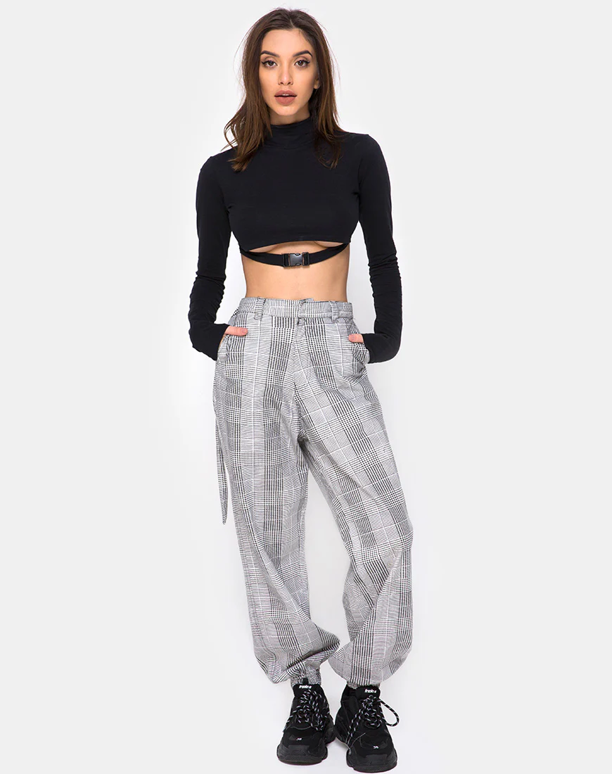 Jubie Cargo Trouser in Charles Check Grey - Awmao
