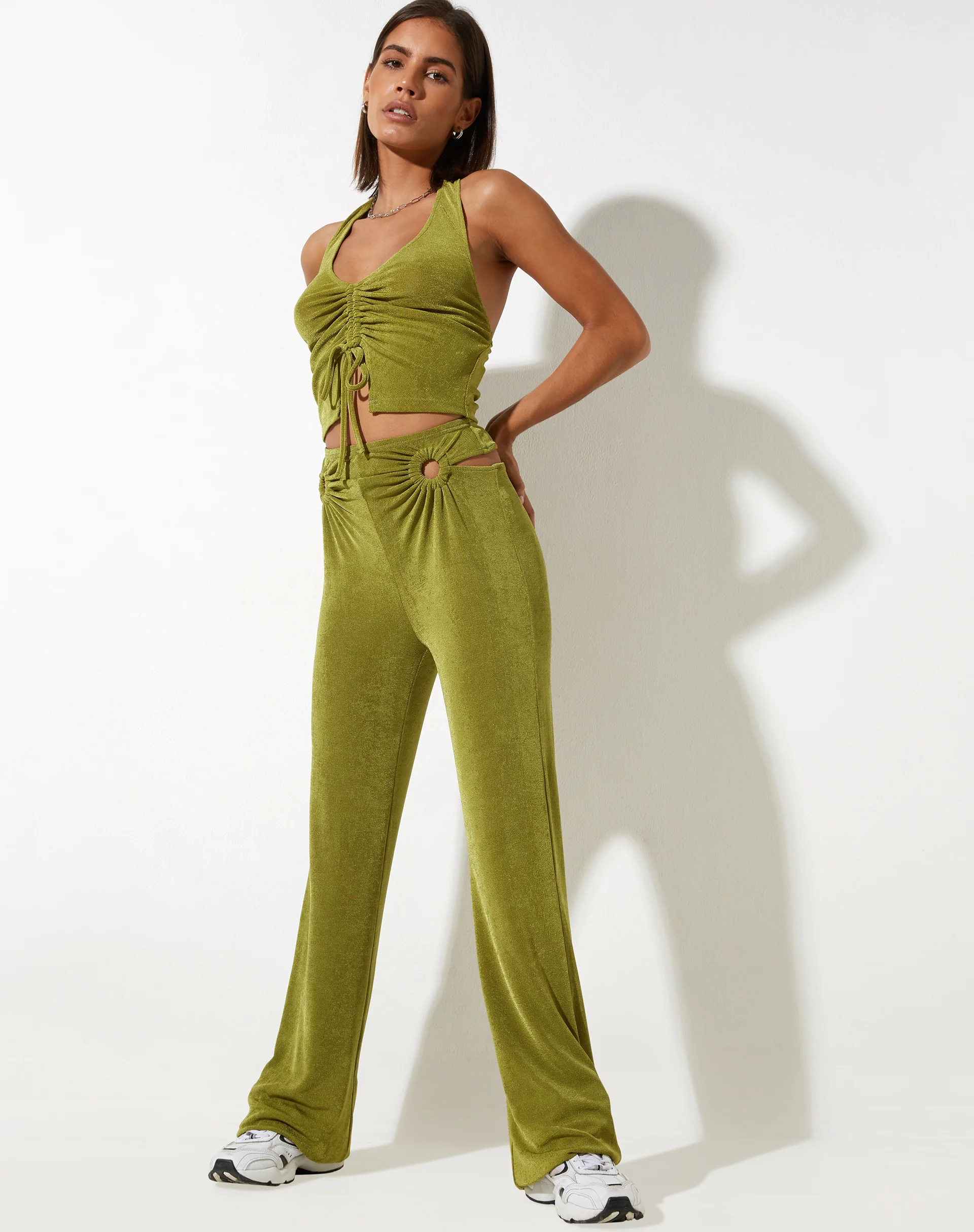 Sesaot Flare Trouser in Crepe Lime - Awmao