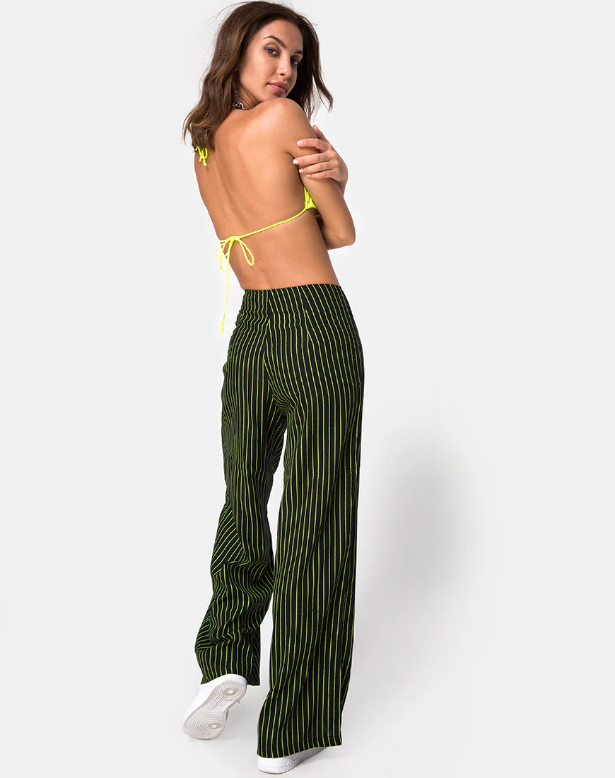 Zolipa Wide Leg Trouser in Neon Pinstripe - Awmao