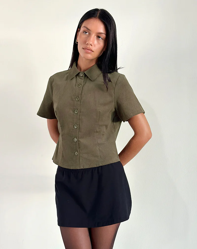 Samas Shirt in Cord Taupe - Awmao