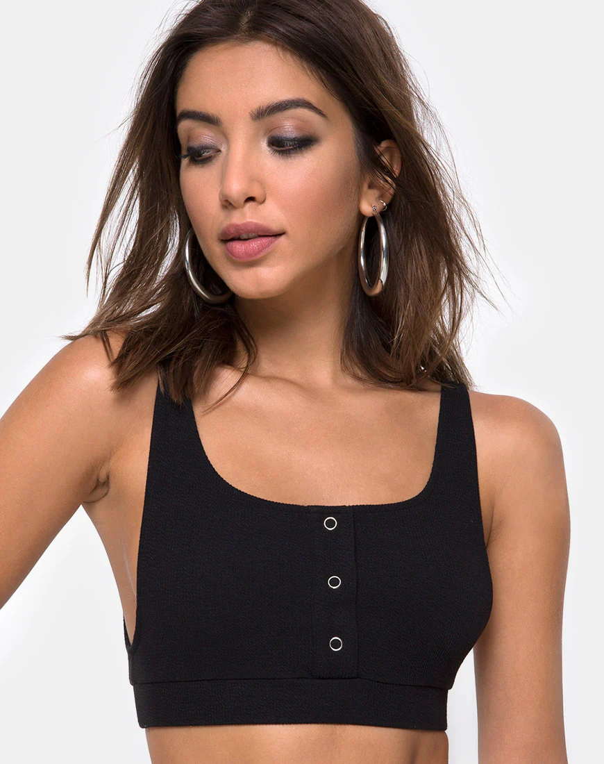Kalica Crop Top in Rib Black - Awmao