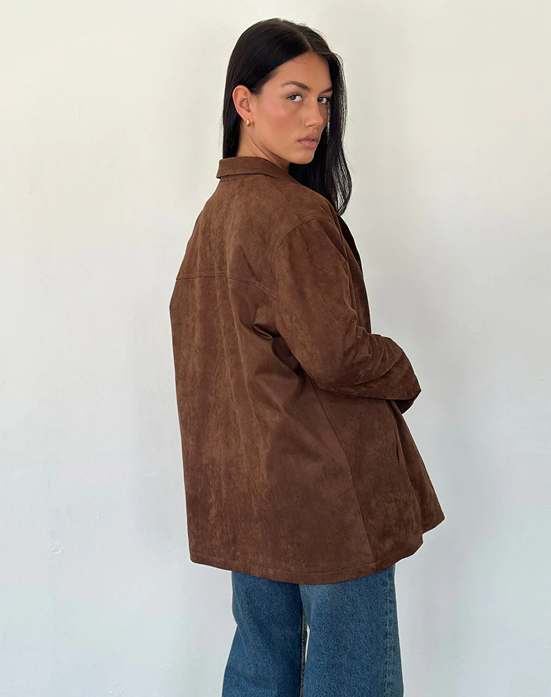 Wita Jacket in Suede Brown - Awmao