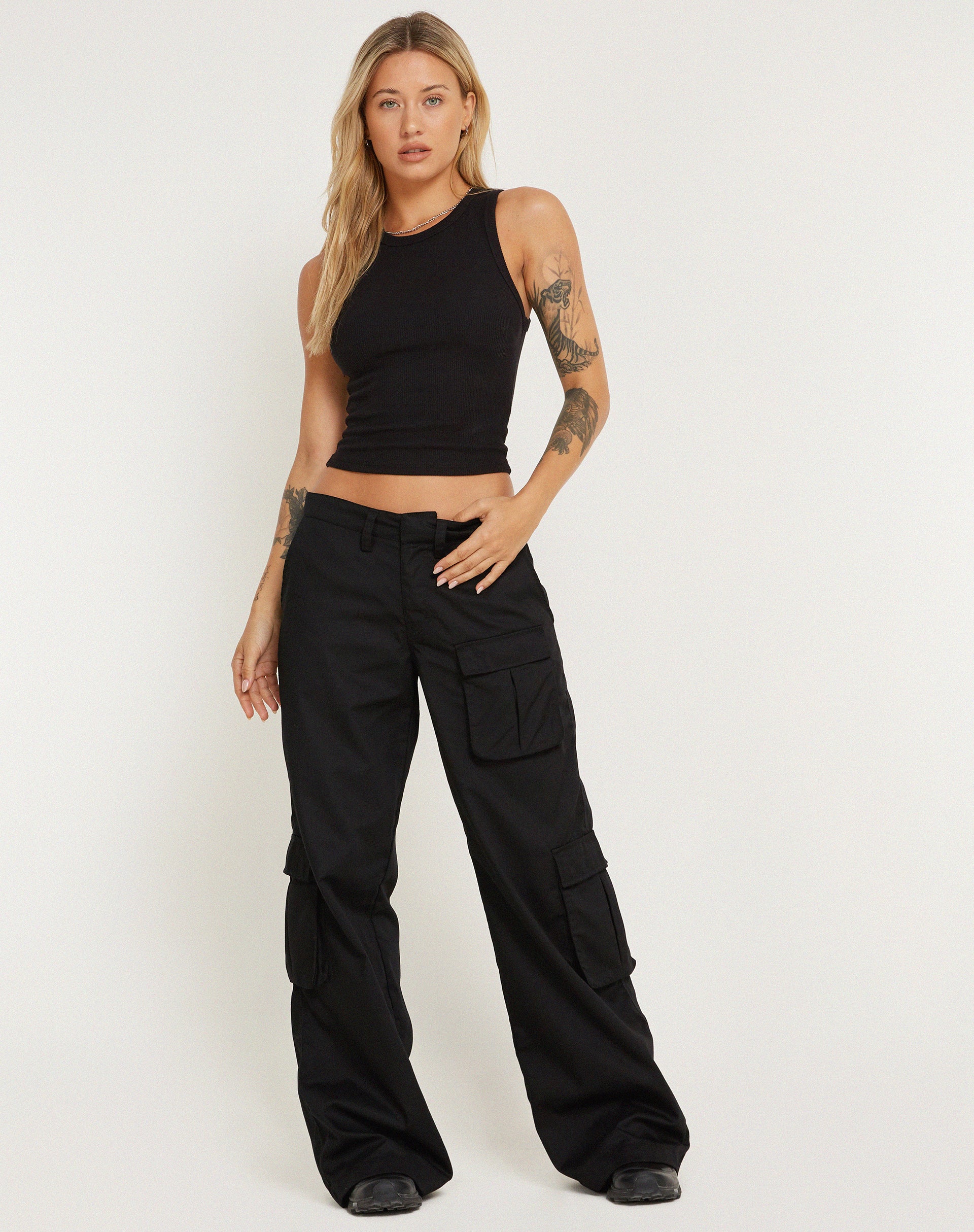 Lovis Cargo Trouser in Black - Awmao