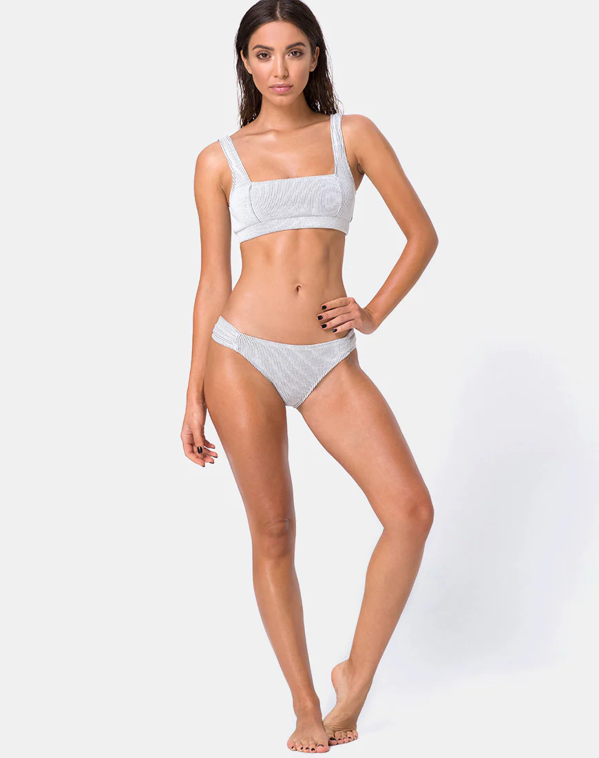 Shani Bikini Bottom in Crinkle Rib White - Awmao
