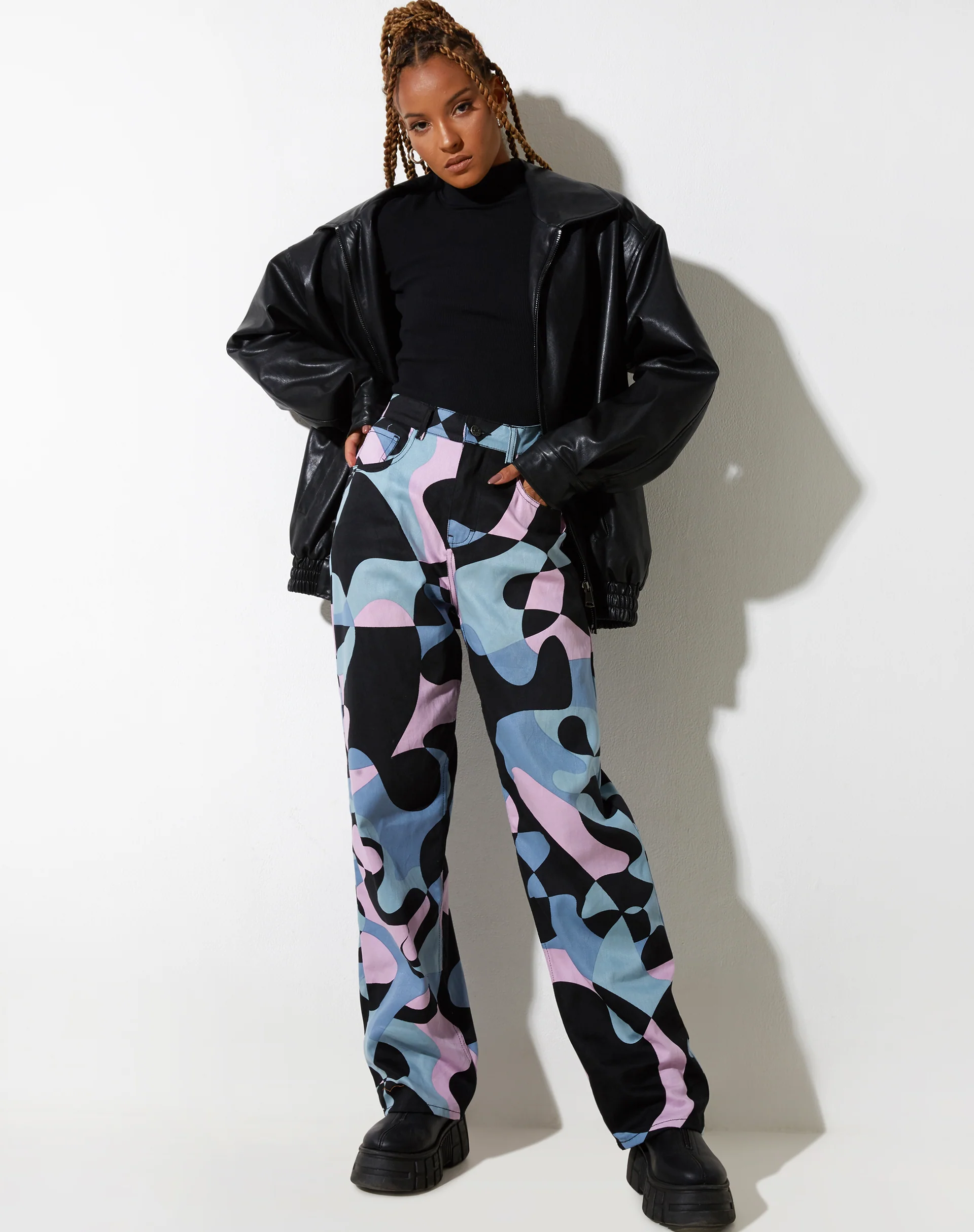 Parallel Jeans in Abstract Purple - Awmao